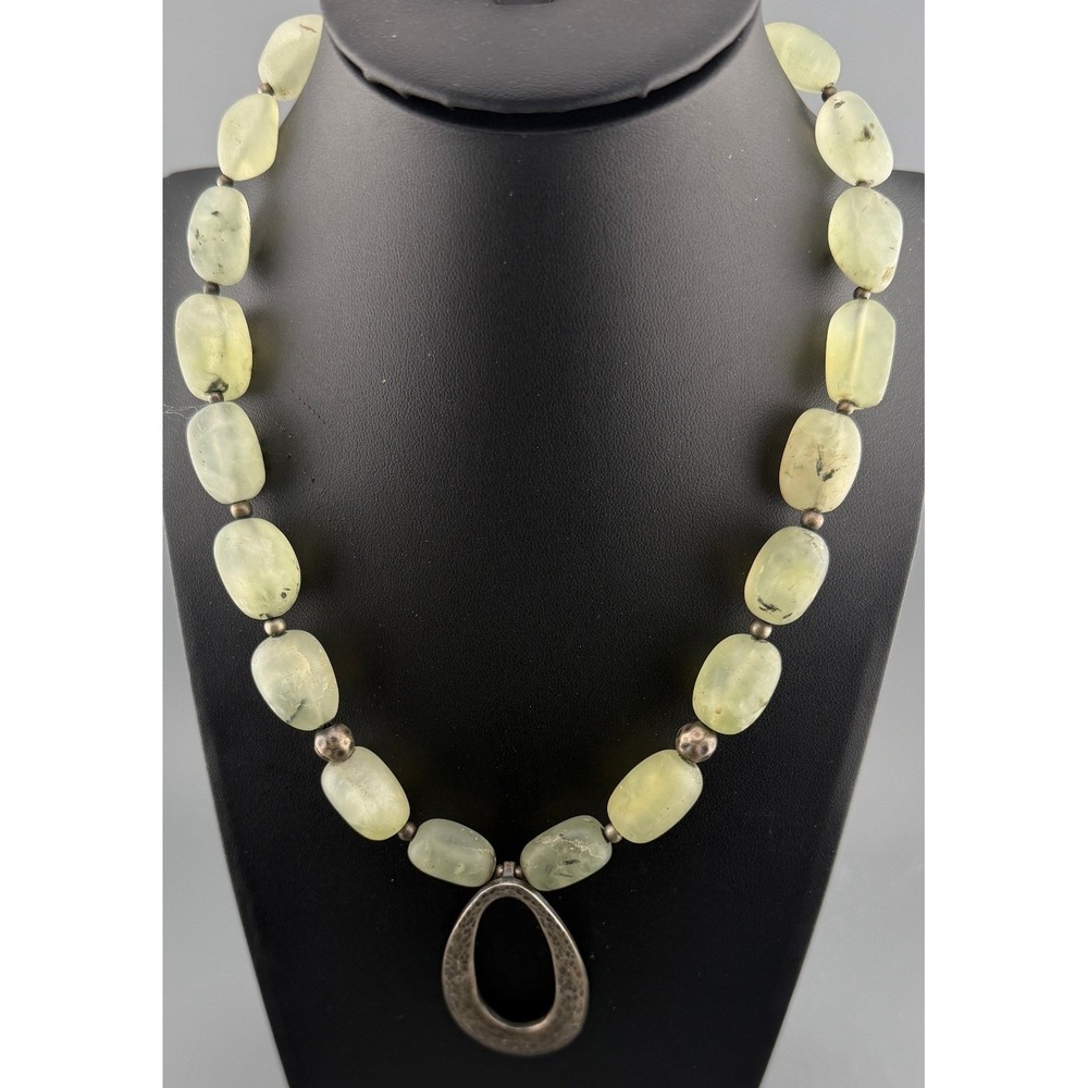 Vintage Silpada Prehnite Necklace Earrings Set Prenite Sterling Silver 18" Box